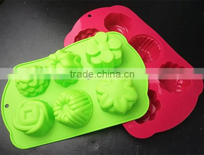 11031 Six flower shaped promotional gift silicone cake mold