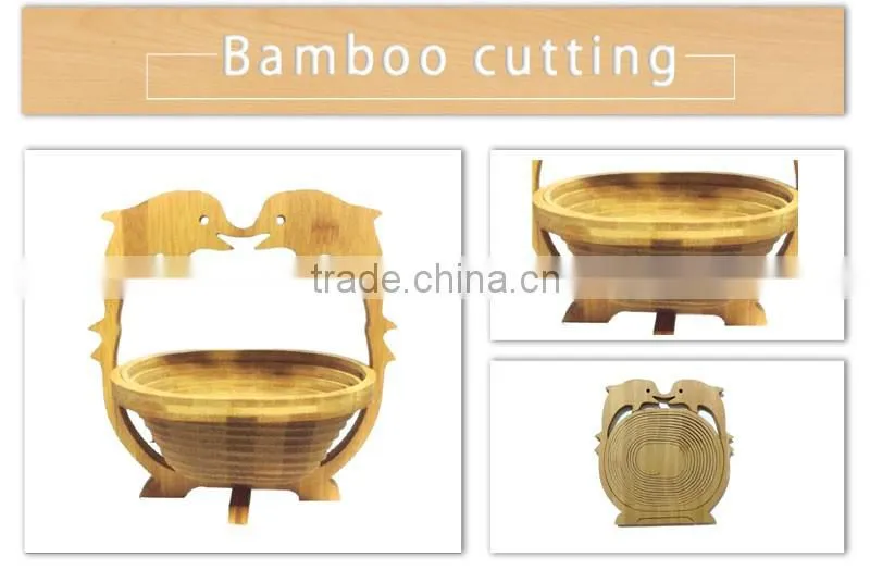 Aonong Collapsible Fruit Basket Dolphins Shaped Convertible Bamboo/wood Kitchen Food Storage Bowl