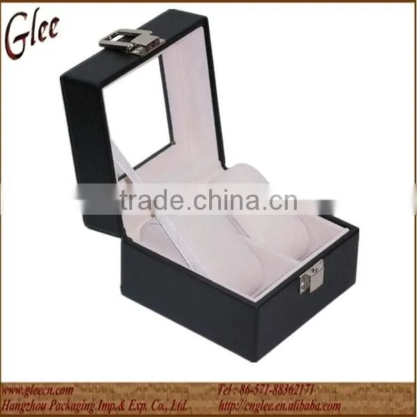 2 slots crocodile pattern leather watch box