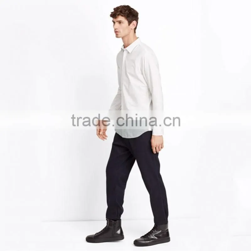 Hot styles contrast colors curve bottom fancy dress shirts for men