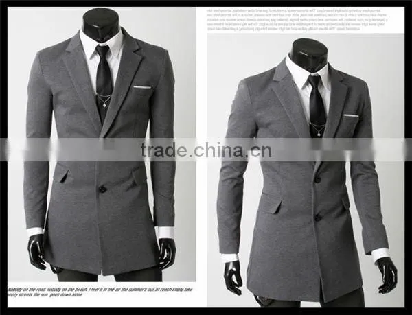 2016 latest european style velvet trendy business long blazer suit for man