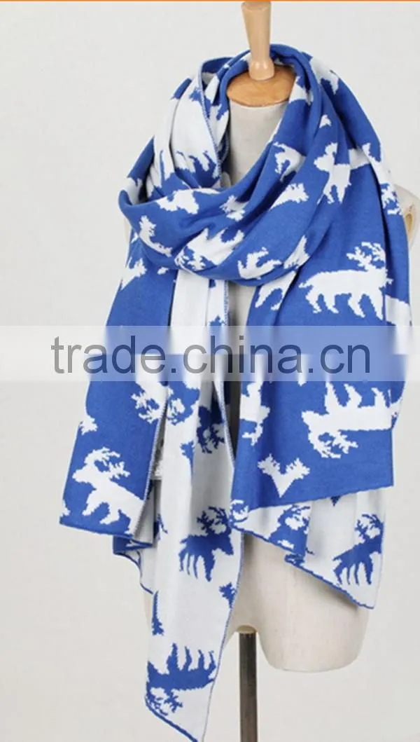 2 color choice Autumn and winter warm animal pattern lady knit korean scarf hijab scarf