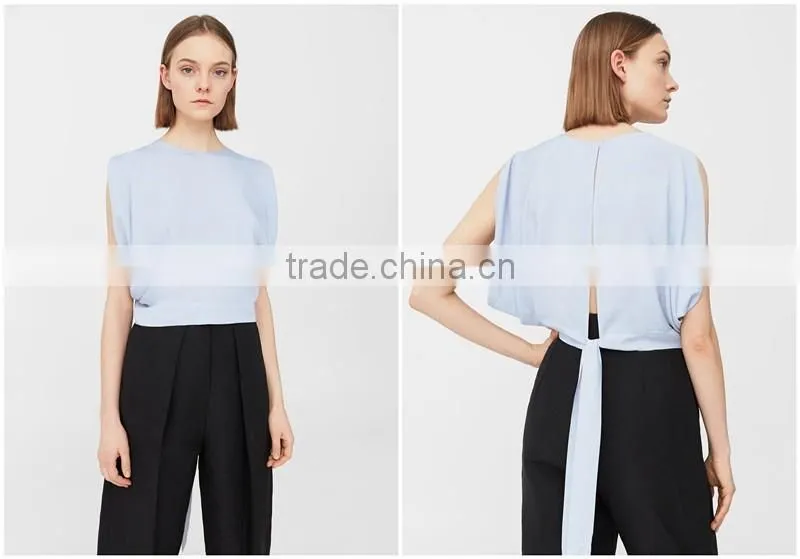 New arrival women sleeveless v back shirt summer blouse