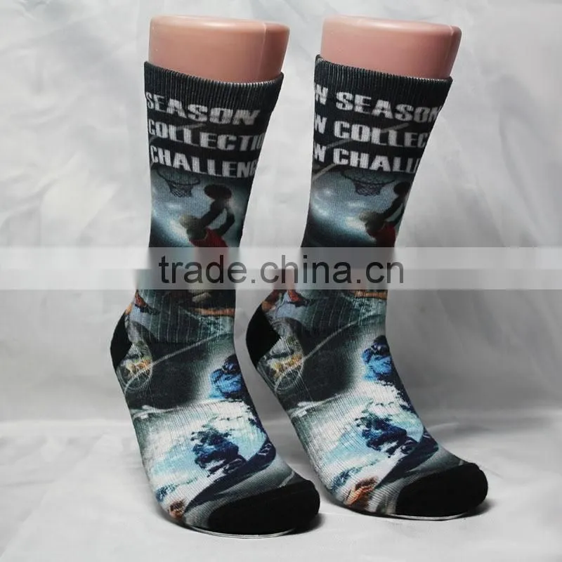 3d Digital printed custom design elite basketball crew socks terry socks factory