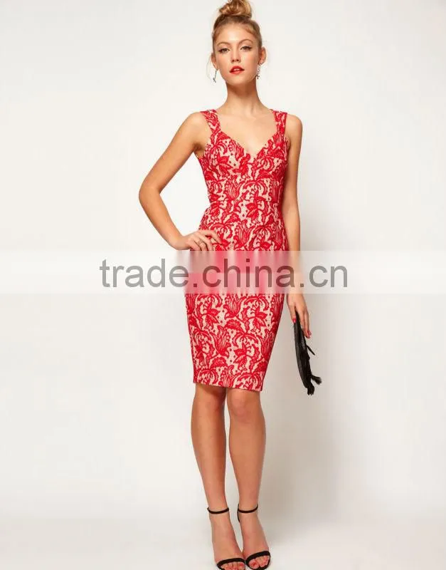 Pencil Dress In Bonded Lace