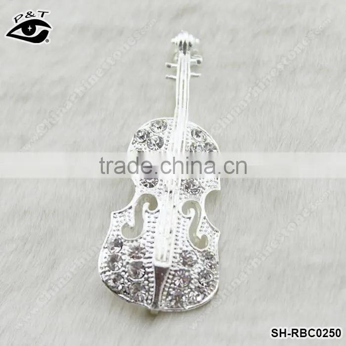 Guitar Shape Rhinestone Brooch Crystal Pins for wedding invitation