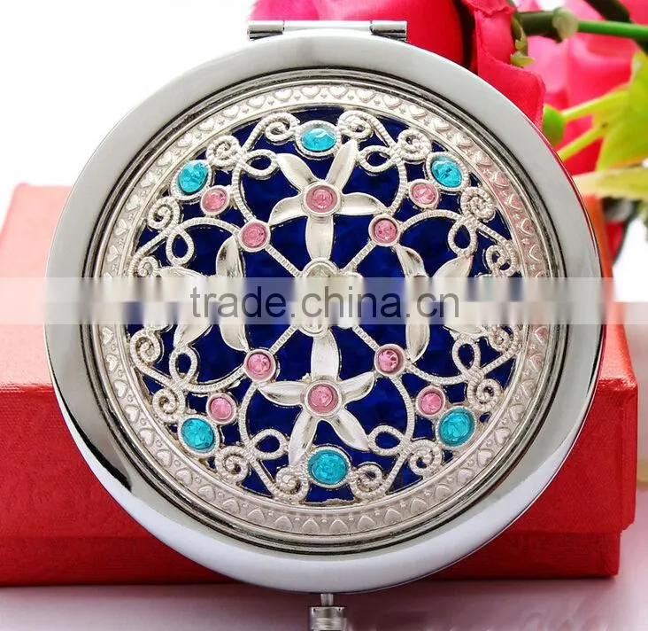 Noble Silver Hollow COMPACT MAKE UP/Handbag MIRRORS, Retro Compact/Travel/Pocket ILLUMINATED Beauty Make Up Mirrors New