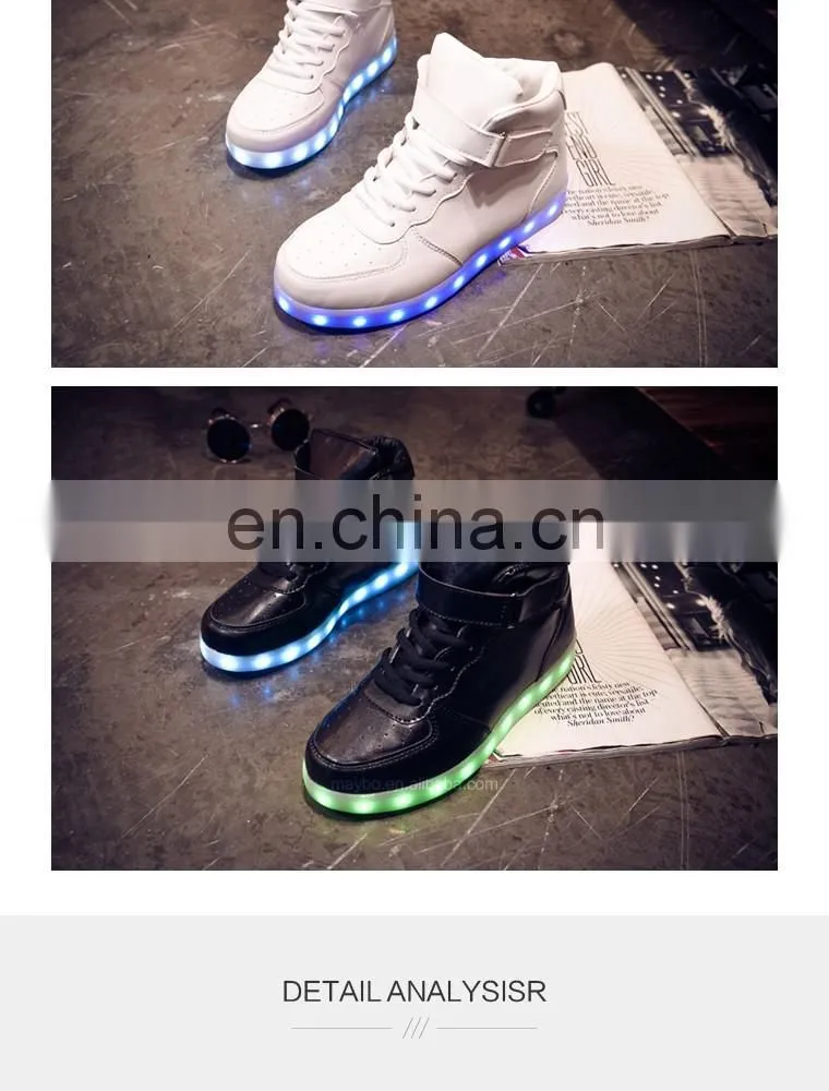 Factory Wholesale Hot Fashion Cool light up shoes street dance luminous high top LED sneakers casual shoes for men women