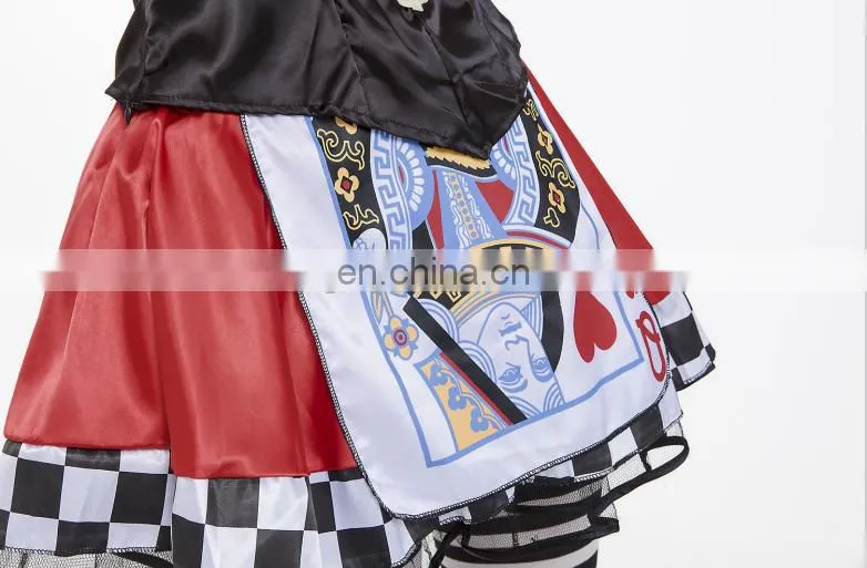 women poker print sexy adult clown costume