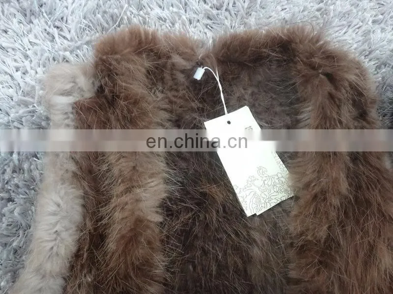 Fashion classic women knitted sleeveless asymmetrical beaver fur vest