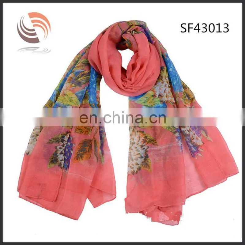 latest fashion spring polyester scarf flora scarf wholesale