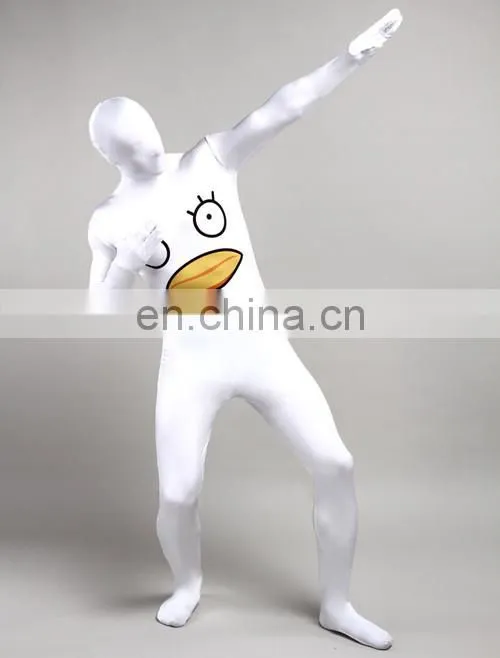 Unisex Adult White Morph Suits Duck Chicken Print Cosplay Party Costume