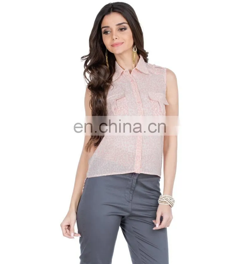 Pink Animal Print High-low Top