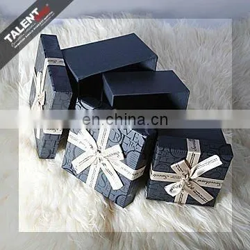 custom classic black art paper luxury gift box with bowknot