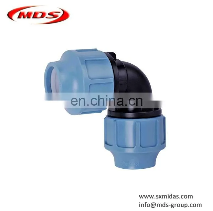 PP Compression pipe fittings 90 degree elbow for water distribution Irrigation