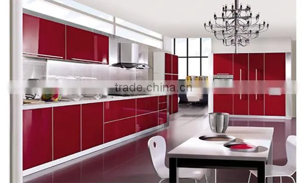 Modern Kitchen Cabinet European style , glass sliding door kitchen cabinet