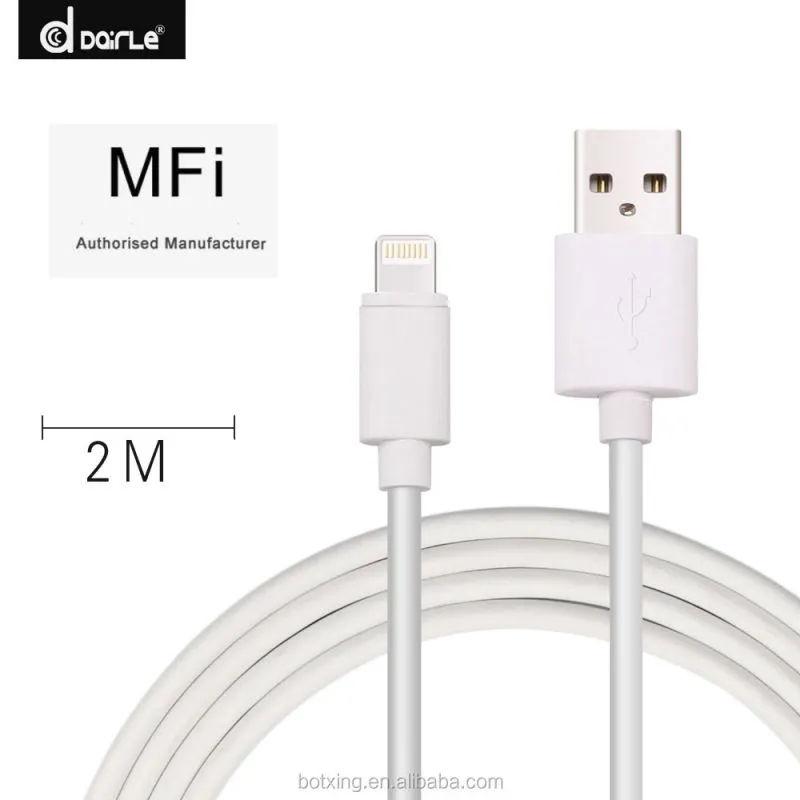 Free sample original chip for iphone 2M usb data charging cable with mfi certified 8pin connector