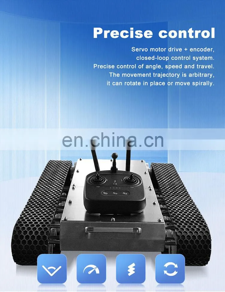 IP65 waterproof stainless steel Small size portable rubber track platform remote crawler robot chassis