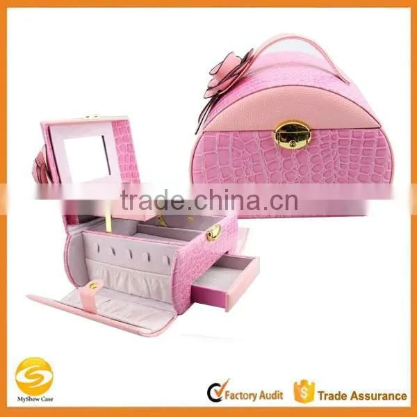 Luxury Pink jewelry box with drawers/key lock,luxury jewelry gift boxes,multi-drawer jewelry box