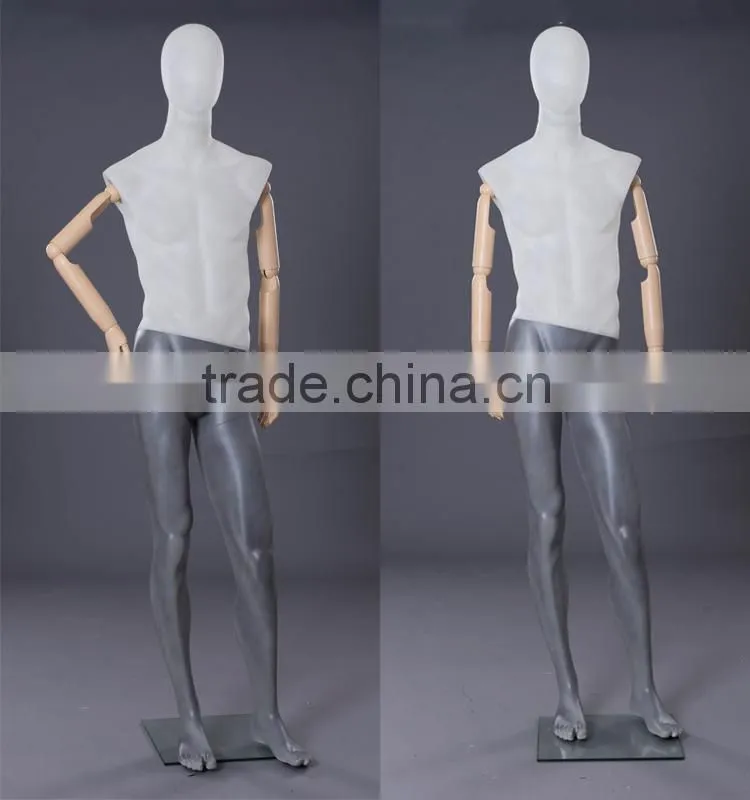 flexible male mannequin with wood arms