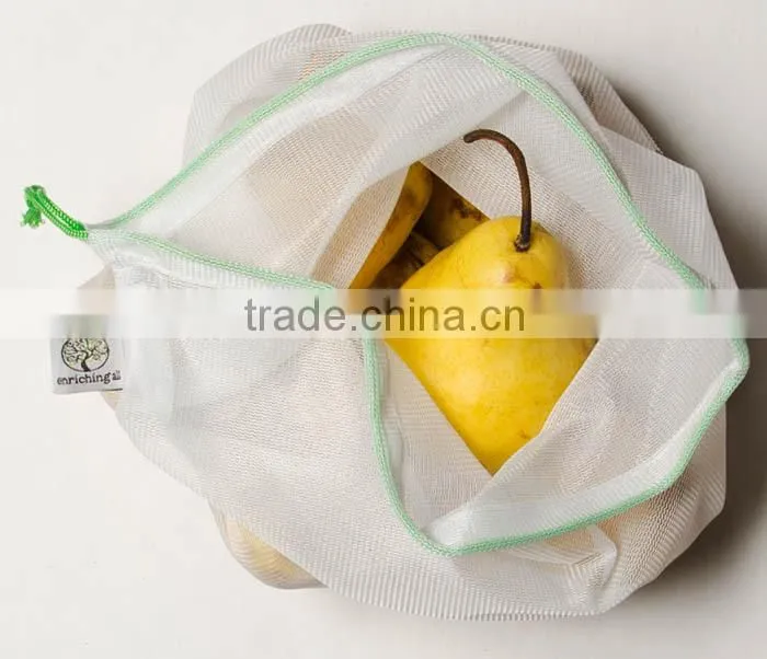 Set of 5 Reusable Produce Drawstring shopping Bags