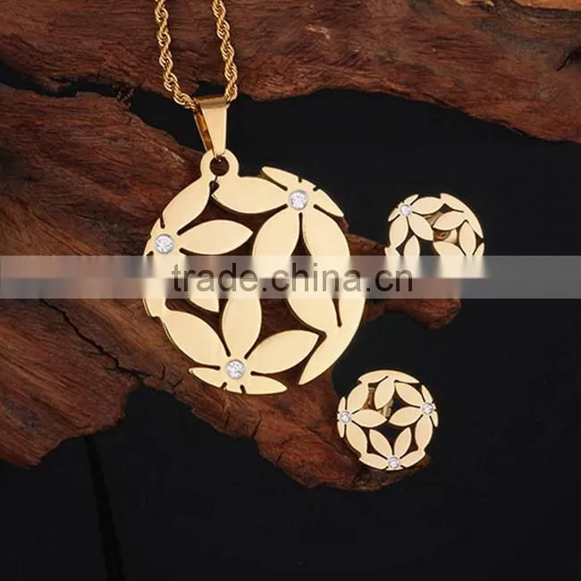 Stainless steel hawaiian flower costume jewelry set