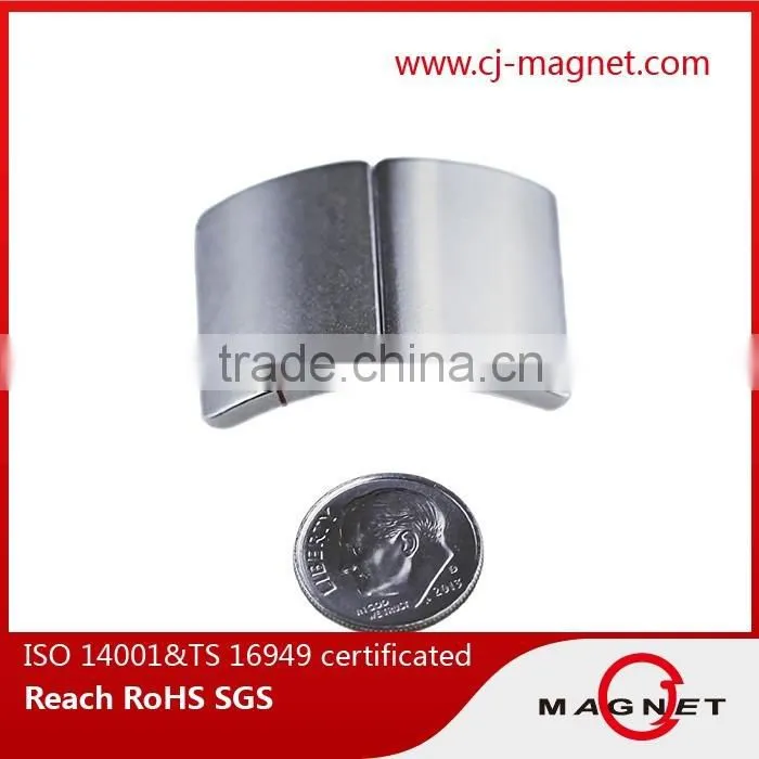 low speed generator N30SH-N45SH arc permanent ndfeb/neodymium magnet motor magnet passed by ISO14001, ISO9001, ISO/TS16949