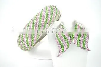 Customized AKA pink and green for Sorority and Fraternity AKA Heart cuff Banglet Jewelry