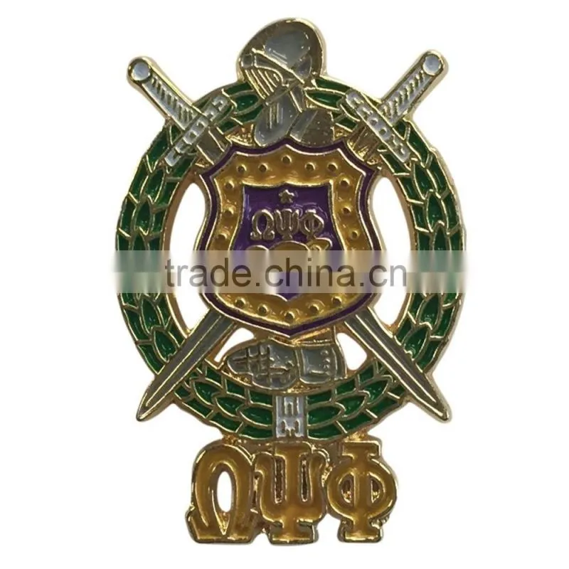 1911 Escutcheon Hollowed Purple and Gold Omega Psi Phi Lapel Pin