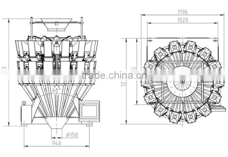 Multihead Weigher for weighing shaped products,sausage,salty sticks