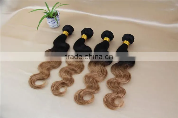 Grade 7a ombre Brazilian virgin hair packaging 100% remy human hair weave two tone color hair bundles