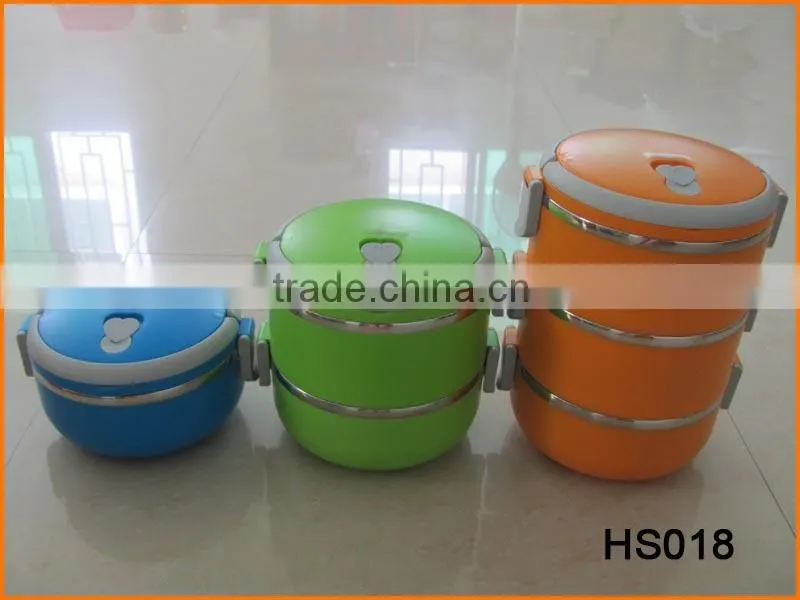 HS018 17cm Plastic And Stainless Steel Combination Lunch Box