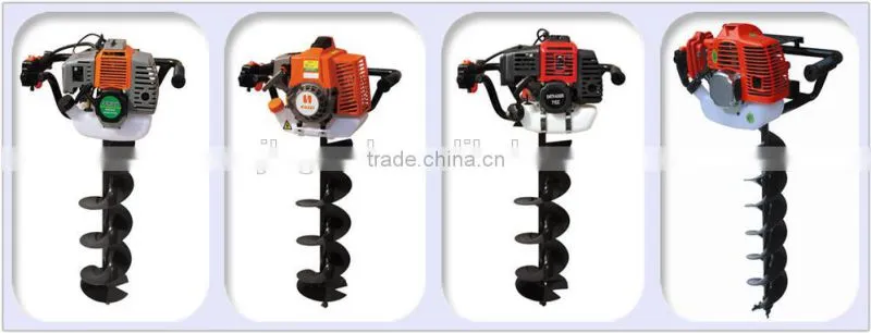 52cc gasoline earth driller machine with 100mm,150mm,200mm bit