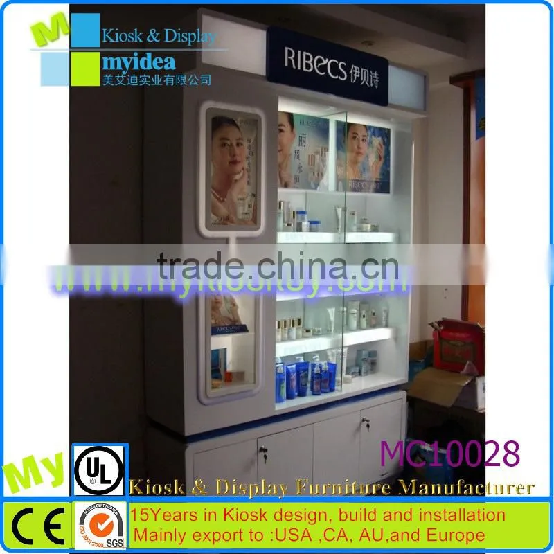 Customized fashion cosmetic display shelf pdq counter top