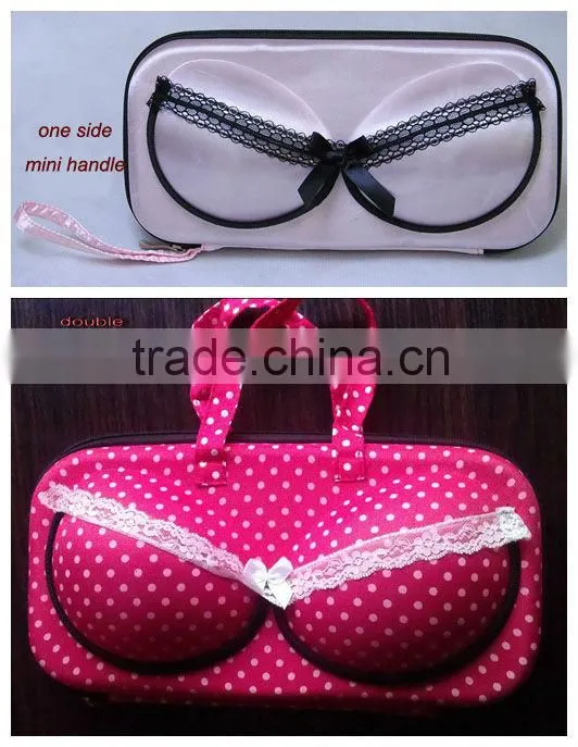 Fancy lace covered EVA bra case