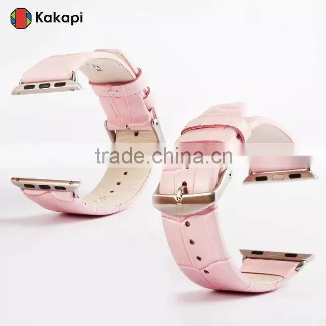 Kakapi Drawing Buckle Genuine Leather Watch Band Wrist Strap With Watchband Converter For 38MM Apple Watch MT-3912