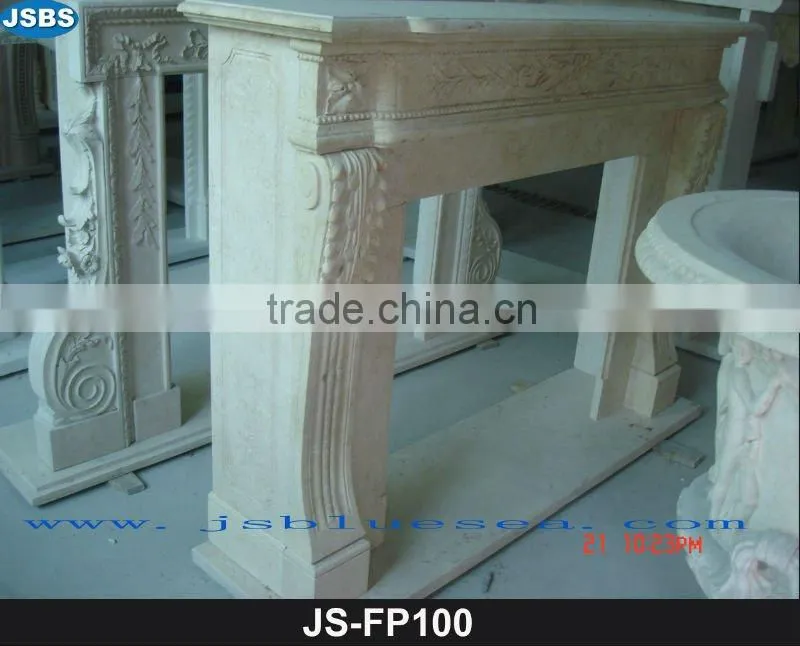 Indoor white marble fireplace design