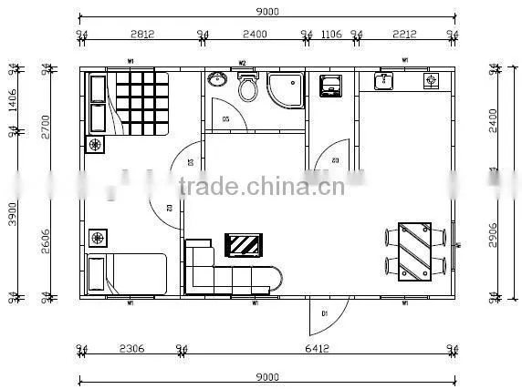 Good Quality easy assembled foamed cement panel two bedroom prefabricated house