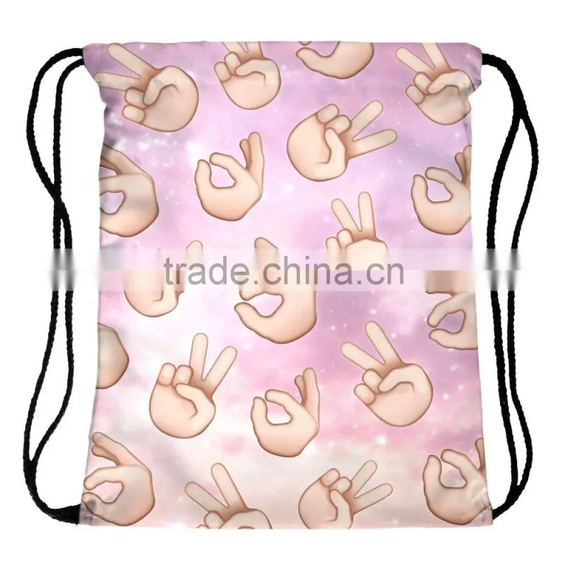 High Quality 3D Printed Fashion Silk Make Drawstring Bag