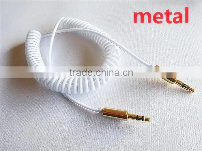highquality audio /DC3.5MM transparent spring cable with metal connector