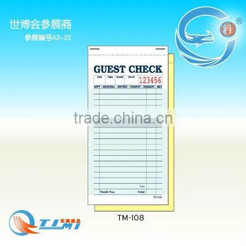 Guest check TM-108