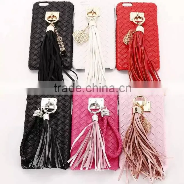 Luxury Vintage Tassel Metal Hook PU Leather Hard Mobile Phone Cover Case For iPhone 6 G 6S Plus