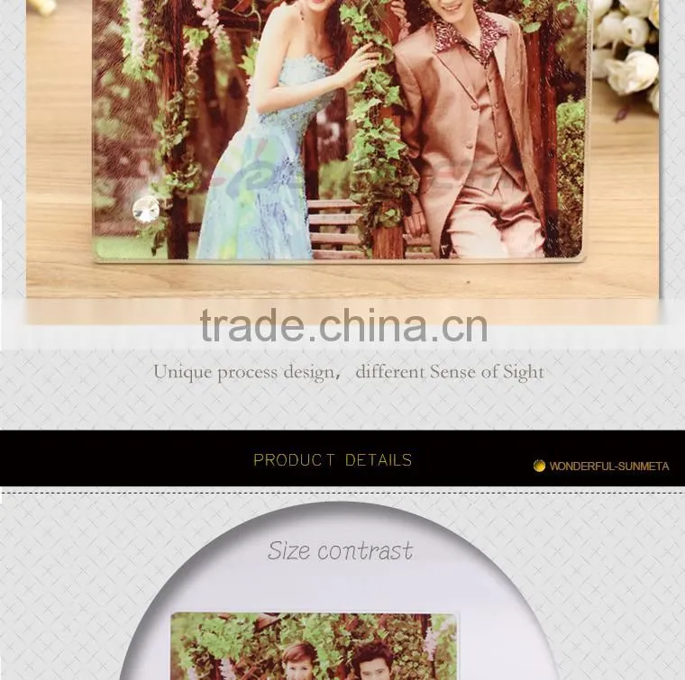 Chinese supplier black glass photo frame for sublimation printing, glod wire hard glass