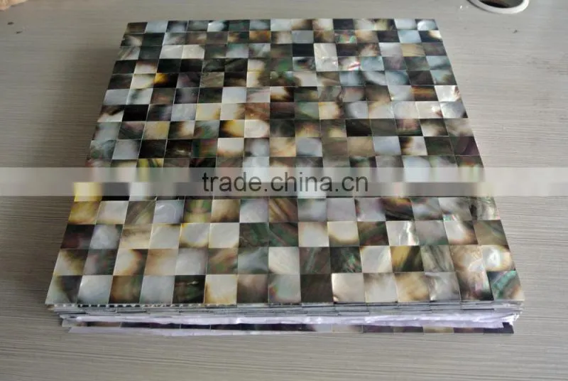 Blacklip mother of pearl mosaic, seamless on mehs,bathroom wall tile