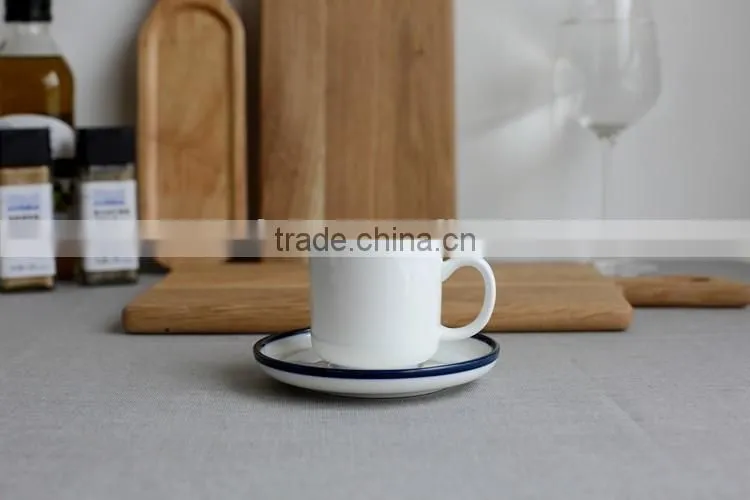 ceramic Espresso coffee cup set with bule rim
