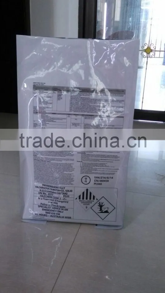 Customized 10kg sealed pe plastic bag packaging for captan/fungicide