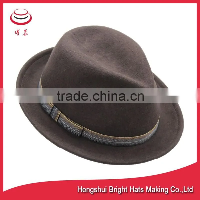 100% Wool Felt Fedora Dress Hats Manufacturer , Men Formal And Fashionable Headwear
