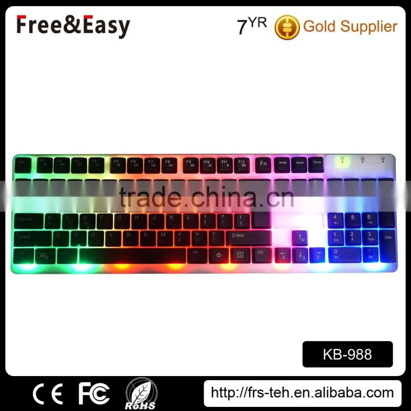 Hot selling wholesale colorful LED illuminate ergonomic wired keyboard