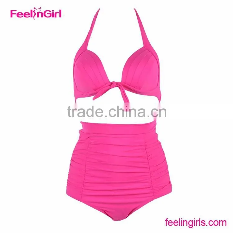 Feelingirls Halter Neck Swimsuit High Waisted Bikini Set
