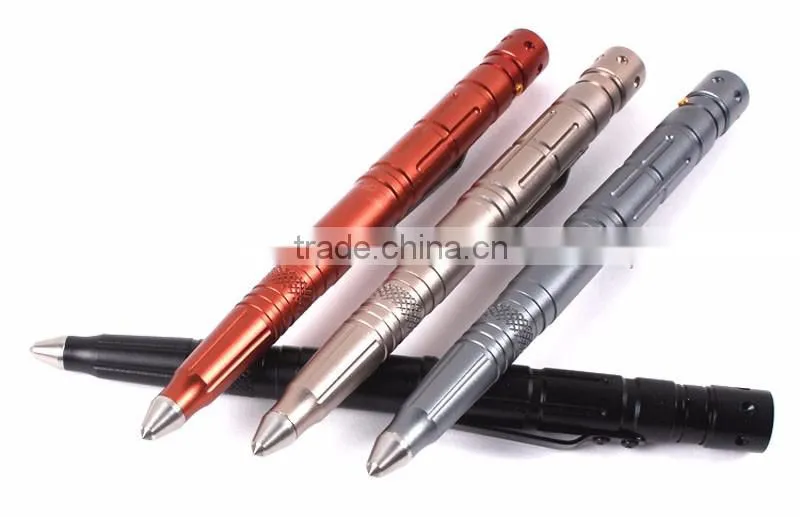 3*LR754 Battery Aviation Aluminum Writing Ballpoint Smooth Surface Tactical Pen Self Defense With Emergency Hammer